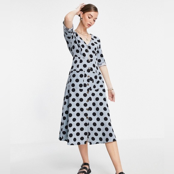 Urban Threads midi dress in polka dot - Picture 1 of 2